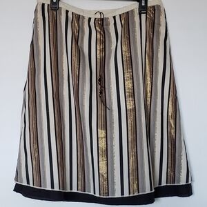 Old Navy Classic Striped Gold Thread Black Lined Women's Skirt Size S